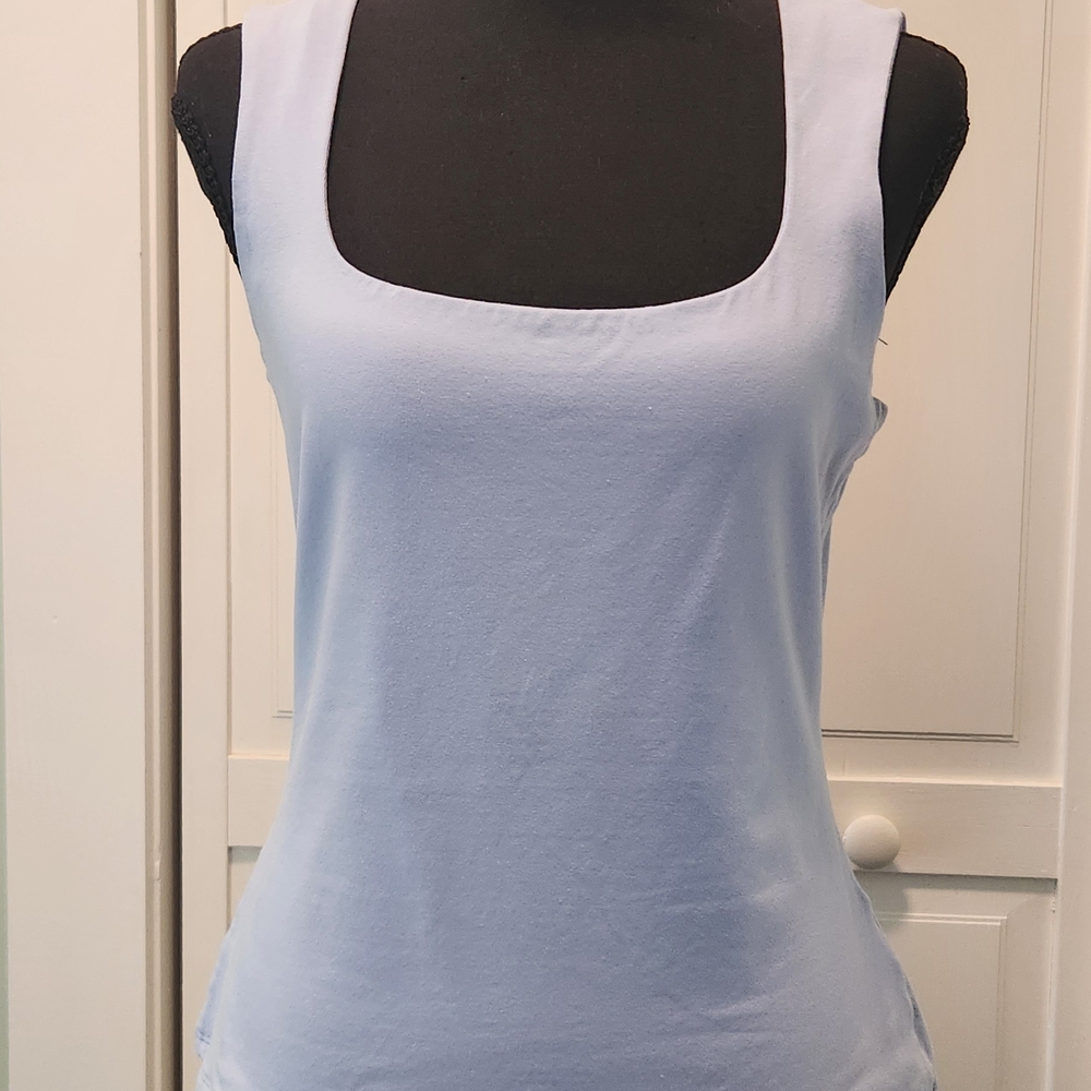 Express Light Blue Square Neck Tank Top